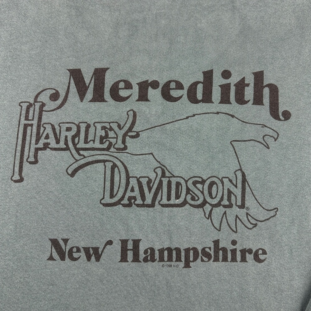 Vintage 1998 Harley Davidson Meredith NH Quarter Zip Sweatshirt Teal Green Mens - Picture 2 of 9